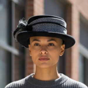 Mr. D vintage Stylish Black and Gray Hat with Feather Accent